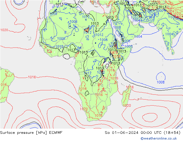 Presión superficial ECMWF sáb 01.06.2024 00 UTC