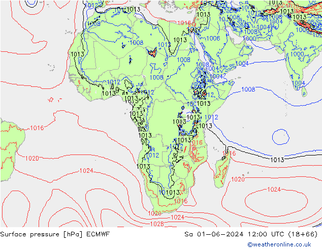 pressão do solo ECMWF Sáb 01.06.2024 12 UTC