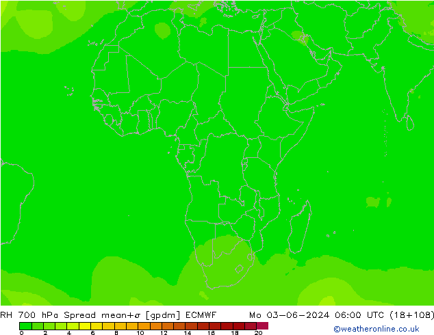 RH 700 hPa Spread ECMWF Mo 03.06.2024 06 UTC