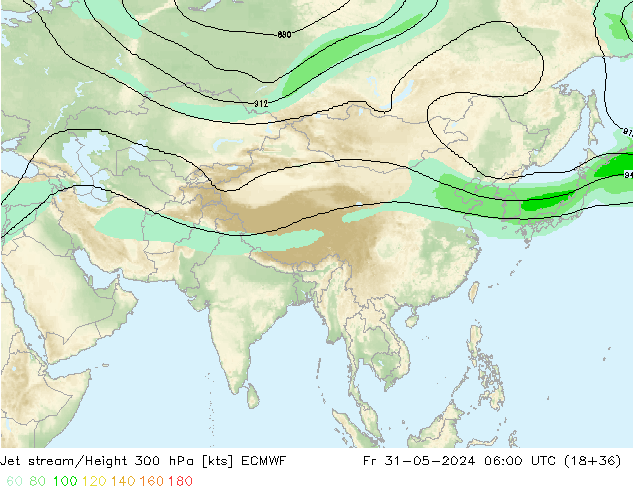 Jet stream/Height 300 hPa ECMWF Fr 31.05.2024 06 UTC