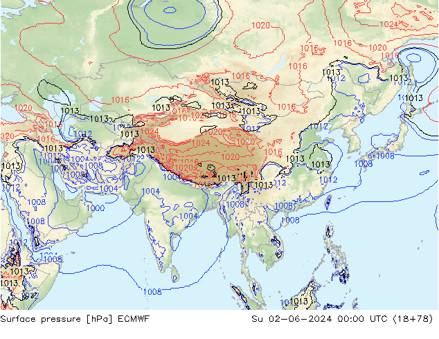 Yer basıncı ECMWF Paz 02.06.2024 00 UTC