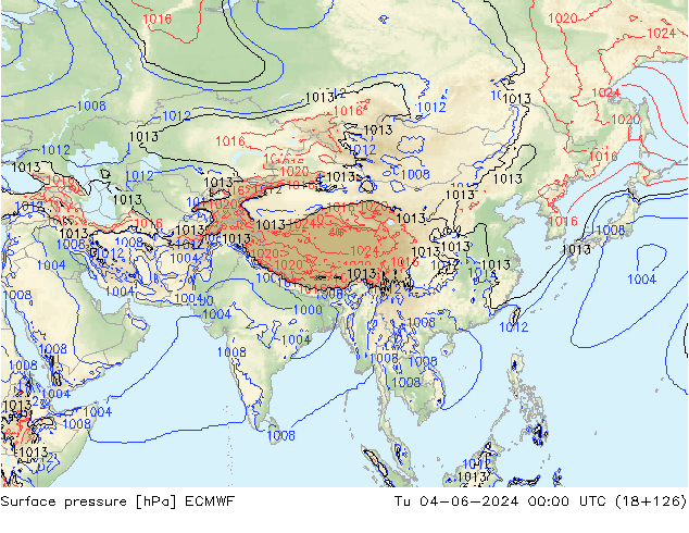 Pressione al suolo ECMWF mar 04.06.2024 00 UTC