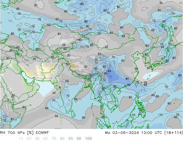 RH 700 hPa ECMWF Seg 03.06.2024 12 UTC