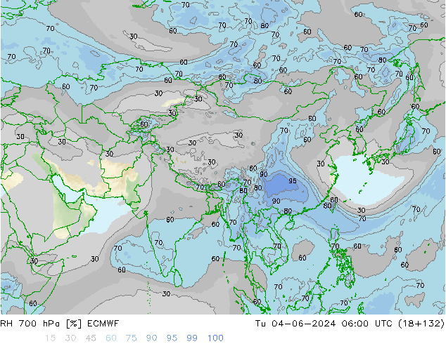 Humedad rel. 700hPa ECMWF mar 04.06.2024 06 UTC