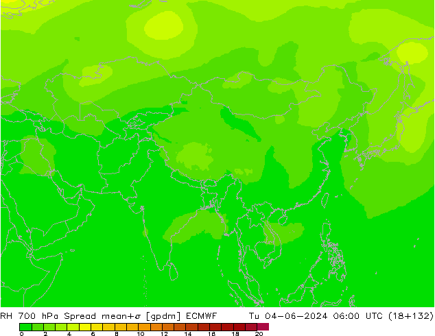 RH 700 hPa Spread ECMWF Ter 04.06.2024 06 UTC