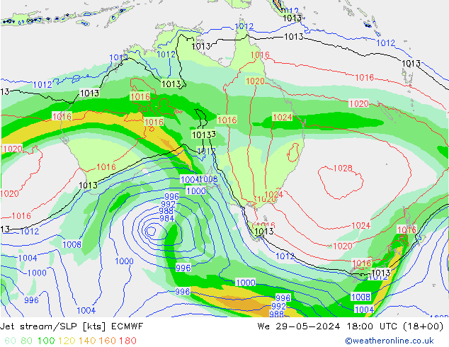 джет/приземное давление ECMWF ср 29.05.2024 18 UTC