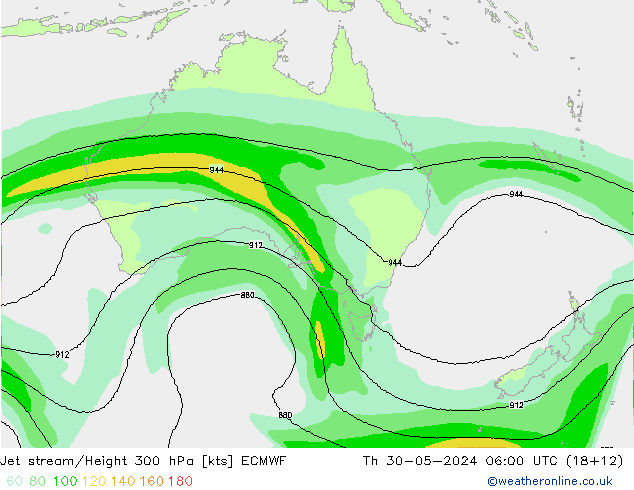 Jet stream/Height 300 hPa ECMWF Th 30.05.2024 06 UTC