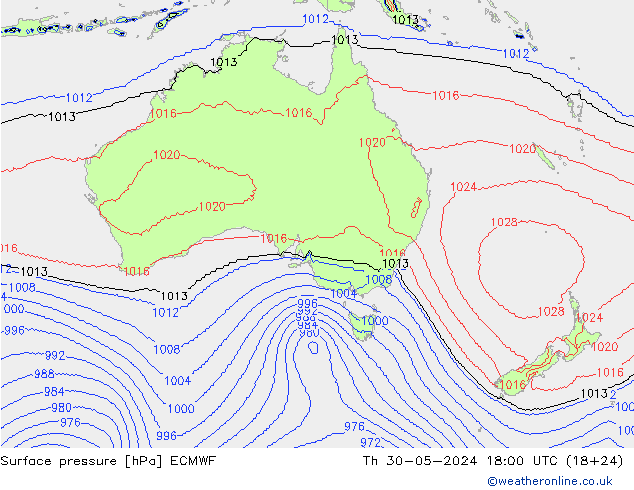 Bodendruck ECMWF Do 30.05.2024 18 UTC