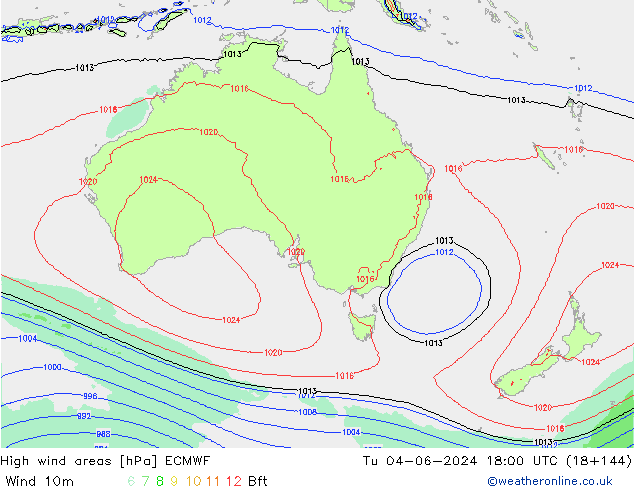 High wind areas ECMWF Tu 04.06.2024 18 UTC