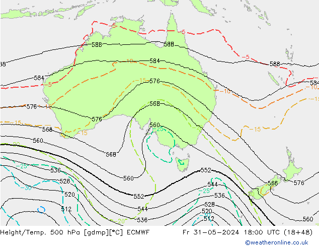 Height/Temp. 500 hPa ECMWF Fr 31.05.2024 18 UTC