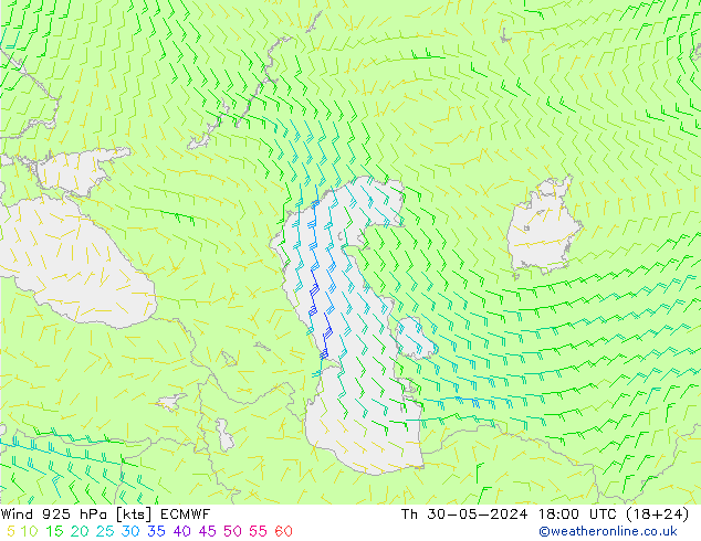 ветер 925 гПа ECMWF чт 30.05.2024 18 UTC