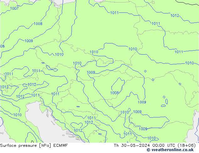 Surface pressure ECMWF Th 30.05.2024 00 UTC