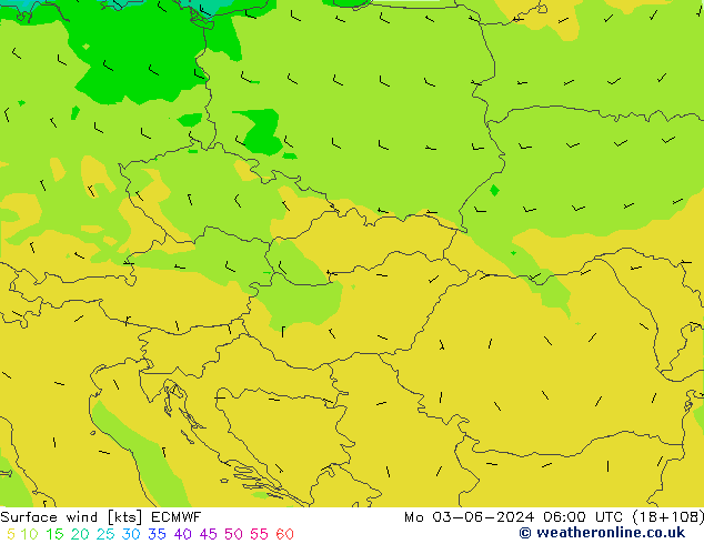 Surface wind ECMWF Mo 03.06.2024 06 UTC