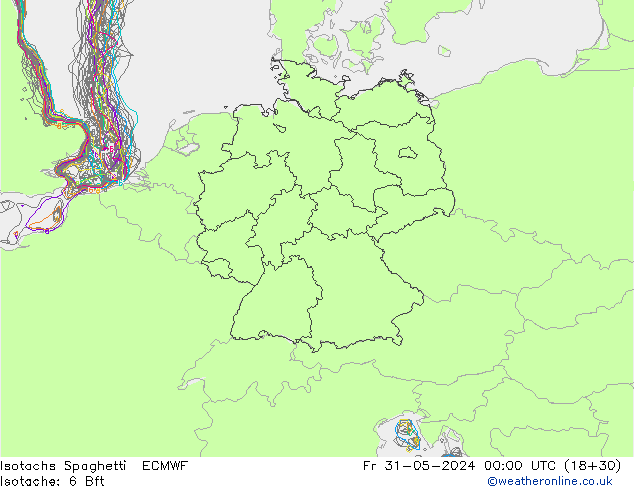 Isotachen Spaghetti ECMWF Fr 31.05.2024 00 UTC