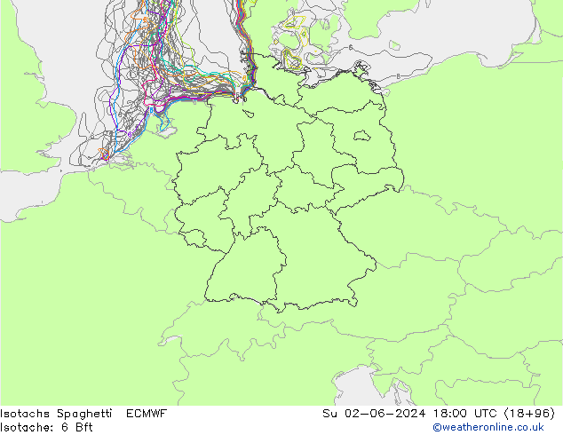 Isotachs Spaghetti ECMWF dim 02.06.2024 18 UTC