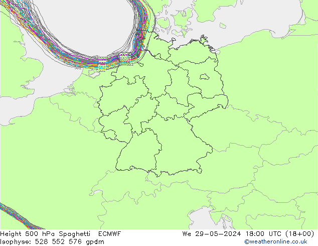 500 hPa Yüksekliği Spaghetti ECMWF Çar 29.05.2024 18 UTC