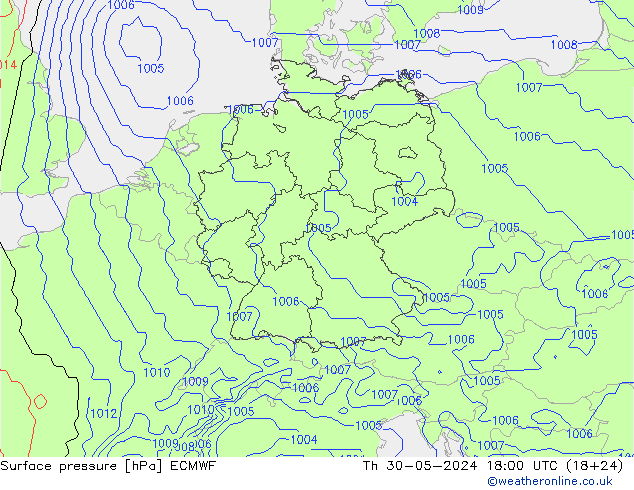 Surface pressure ECMWF Th 30.05.2024 18 UTC