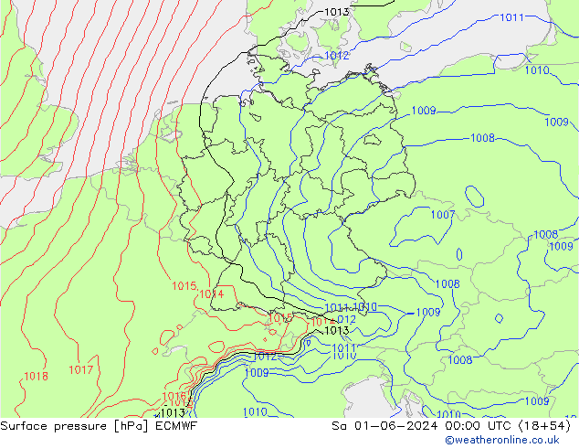 pressão do solo ECMWF Sáb 01.06.2024 00 UTC