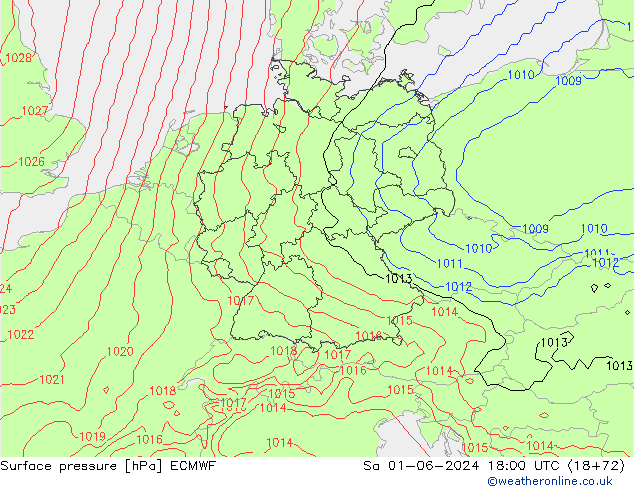 Luchtdruk (Grond) ECMWF za 01.06.2024 18 UTC