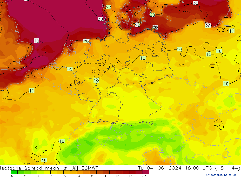 Isotachs Spread ECMWF  04.06.2024 18 UTC