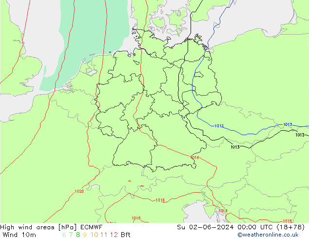 High wind areas ECMWF Ne 02.06.2024 00 UTC