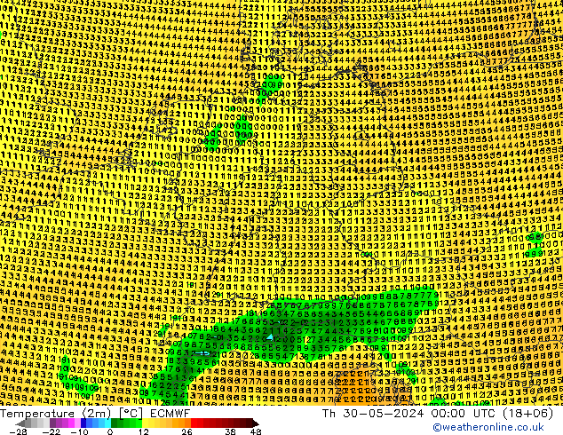 Temperature (2m) ECMWF Th 30.05.2024 00 UTC