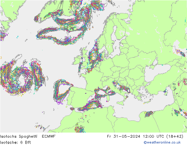 Isotachen Spaghetti ECMWF vr 31.05.2024 12 UTC