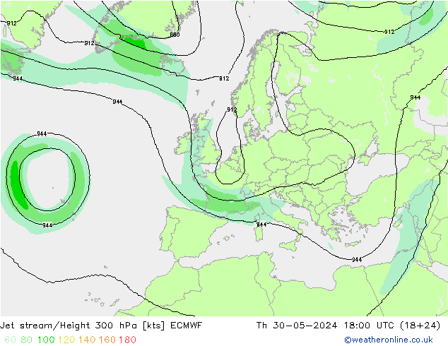 Corriente en chorro ECMWF jue 30.05.2024 18 UTC