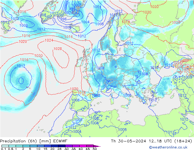 Yağış (6h) ECMWF Per 30.05.2024 18 UTC