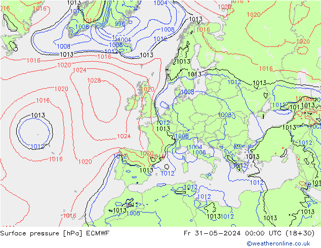 Bodendruck ECMWF Fr 31.05.2024 00 UTC