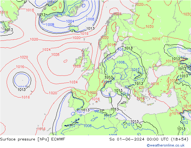 Presión superficial ECMWF sáb 01.06.2024 00 UTC