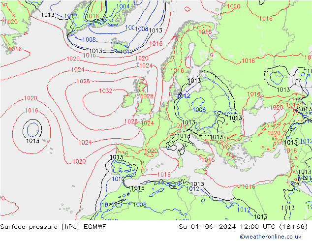 Surface pressure ECMWF Sa 01.06.2024 12 UTC