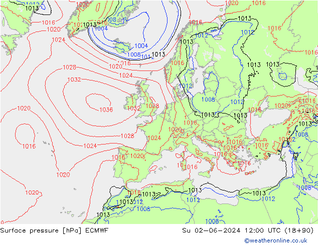 ciśnienie ECMWF nie. 02.06.2024 12 UTC