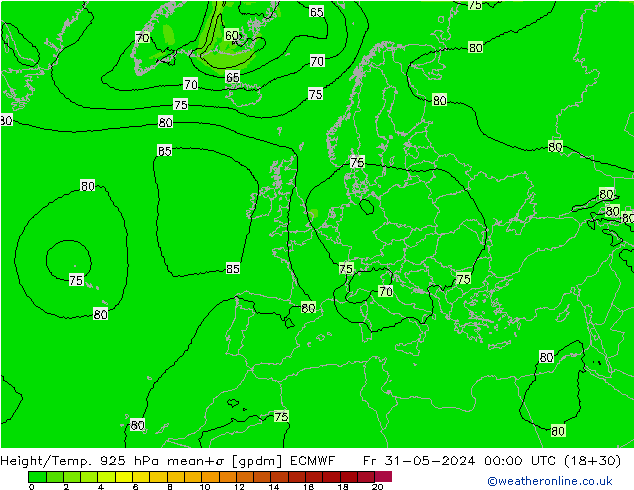 Height/Temp. 925 hPa ECMWF Fr 31.05.2024 00 UTC