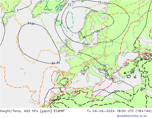 Height/Temp. 925 hPa ECMWF  04.06.2024 18 UTC