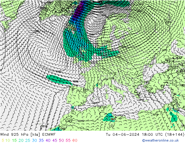 Wind 925 hPa ECMWF Tu 04.06.2024 18 UTC