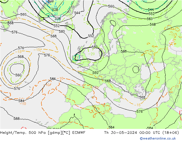 Height/Temp. 500 hPa ECMWF 星期四 30.05.2024 00 UTC