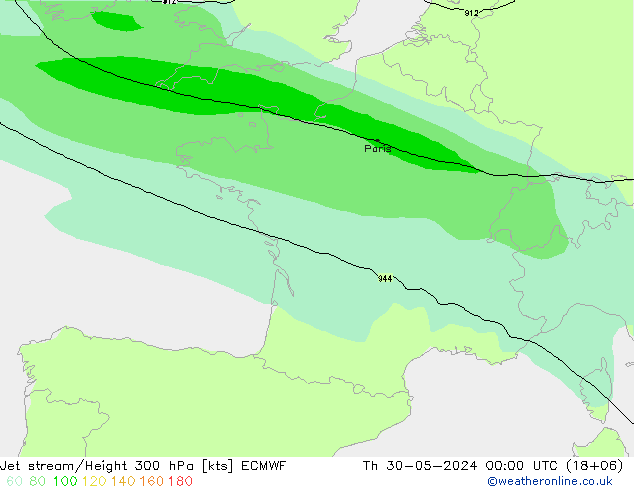 Straalstroom ECMWF do 30.05.2024 00 UTC