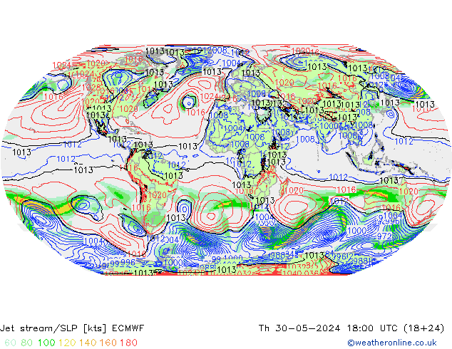 Polarjet/Bodendruck ECMWF Do 30.05.2024 18 UTC