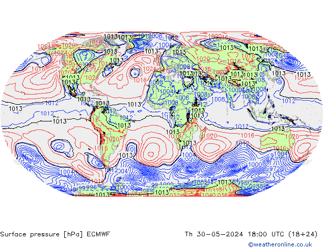 Bodendruck ECMWF Do 30.05.2024 18 UTC