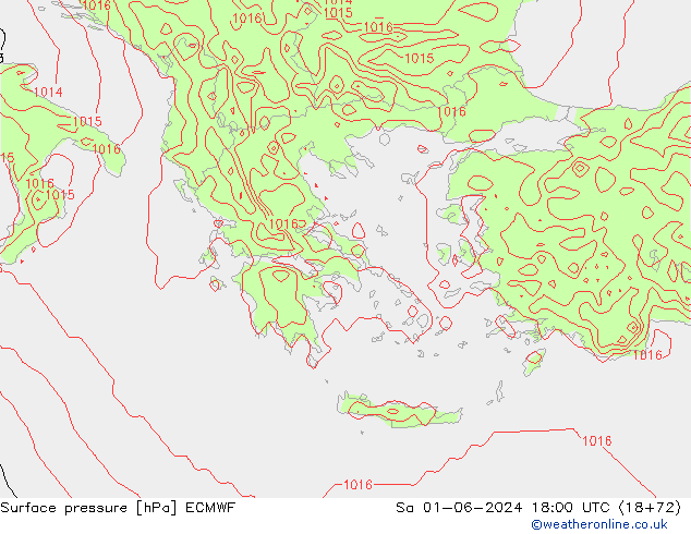 Surface pressure ECMWF Sa 01.06.2024 18 UTC