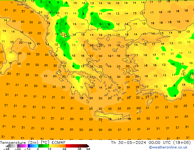 карта температуры ECMWF чт 30.05.2024 00 UTC