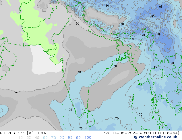 RH 700 hPa ECMWF Sa 01.06.2024 00 UTC