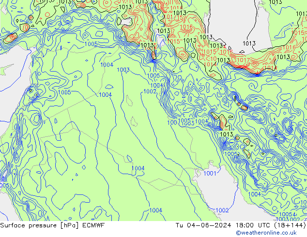 ciśnienie ECMWF wto. 04.06.2024 18 UTC