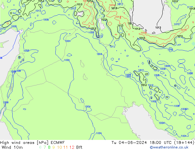 High wind areas ECMWF mar 04.06.2024 18 UTC