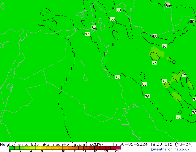 Height/Temp. 925 hPa ECMWF Čt 30.05.2024 18 UTC