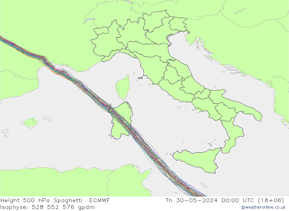 500 hPa Yüksekliği Spaghetti ECMWF Per 30.05.2024 00 UTC