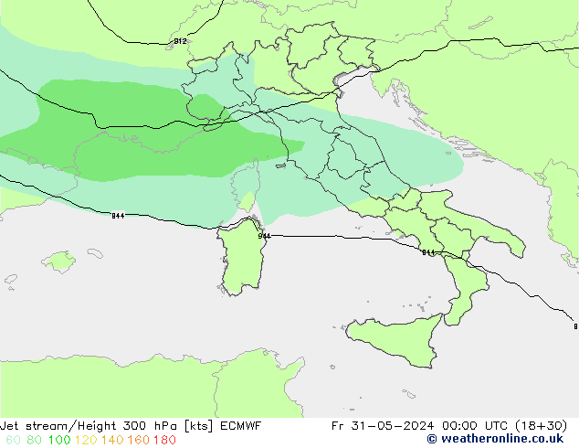 Jet stream/Height 300 hPa ECMWF Fr 31.05.2024 00 UTC