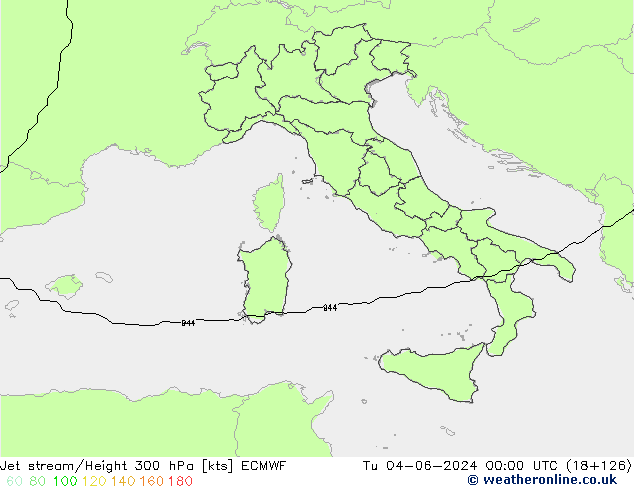 Jet stream/Height 300 hPa ECMWF Tu 04.06.2024 00 UTC