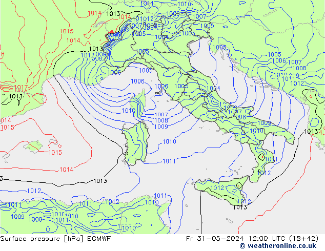 Atmosférický tlak ECMWF Pá 31.05.2024 12 UTC